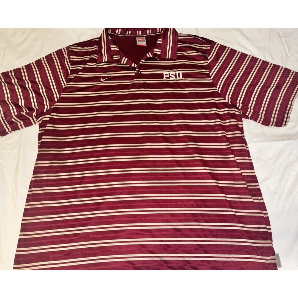 Florida State Seminoles (FSU) Mens Nike Polo Shirt Size XXL Garnet & Gold Stripe